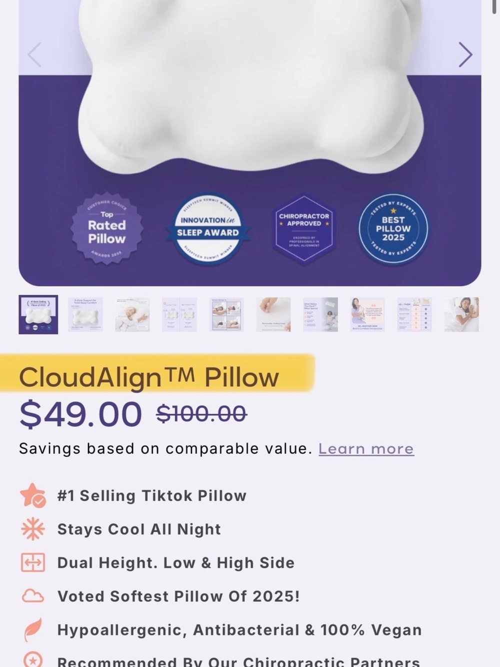 Mellow Cloud (Shaped) Align Pillow - Picture 2 of 4